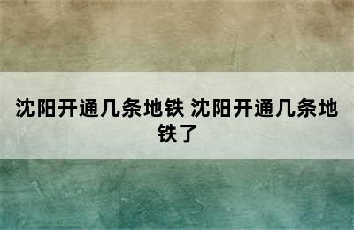 沈阳开通几条地铁 沈阳开通几条地铁了